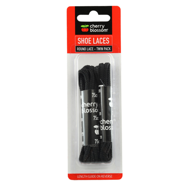 Cherry Blossom black round laces 75cm twin pack