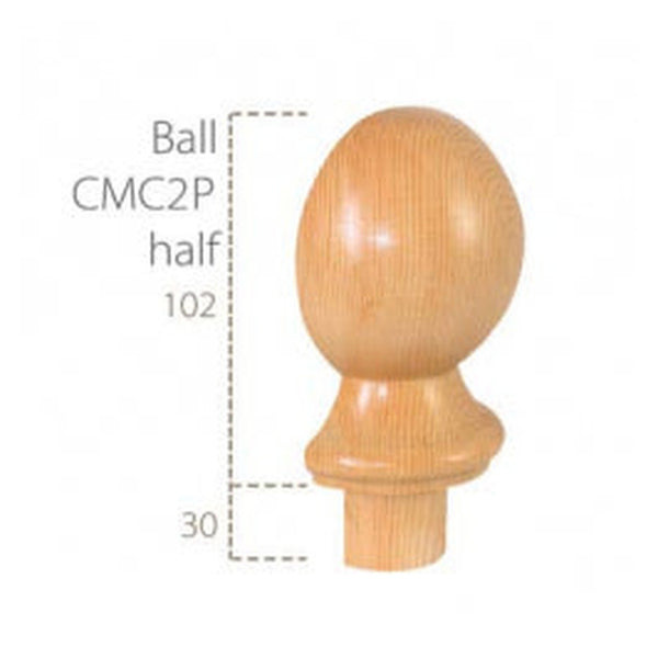 Cheshire Mouldings pine half ball cap for newel posts