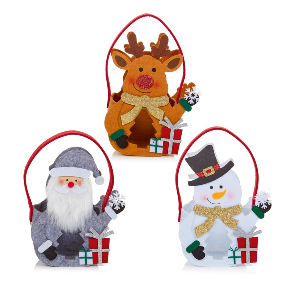 Christmas Character With Parcel Felt Bag - 20cm