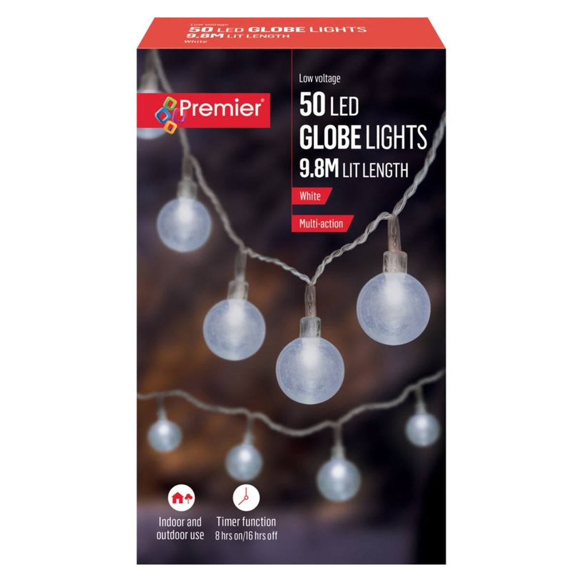 Clear Cap Party String Light 50 LEDs - White, view 2