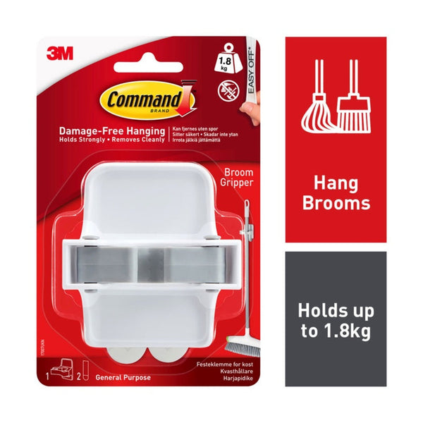 Command large white broom gripper with 2 strips