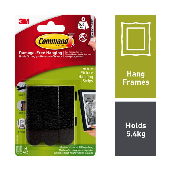Command medium black picture hanging strips, 4 sets