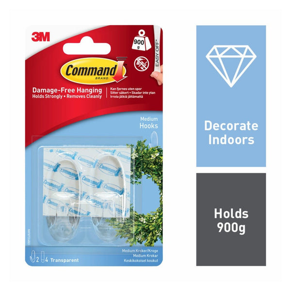 Command medium clear hooks with clear strips