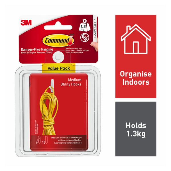 Command medium white utility hooks value pack
