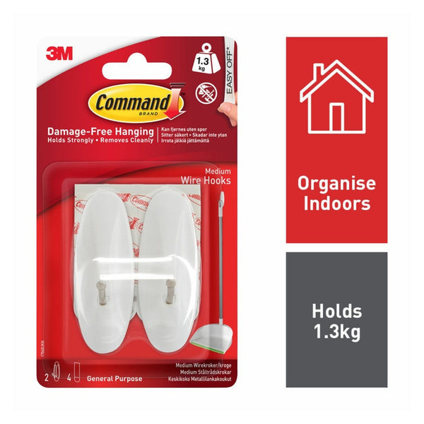 Command medium wire hooks 2 hooks 4 strips