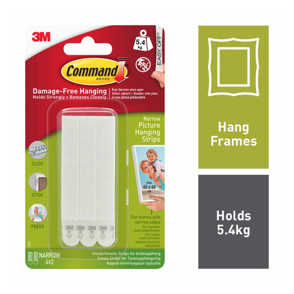 Command narrow picture hanging strips, 4 sets