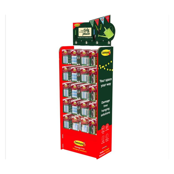 Command outdoor clips and hooks display unit