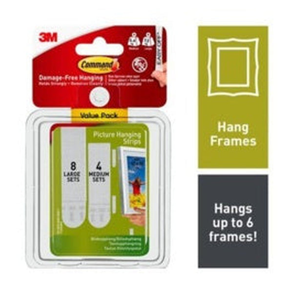 Command medium and large picture hanging strips value pack