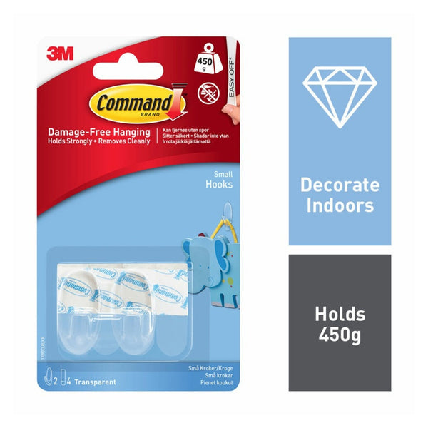 Command small clear hooks with clear strips