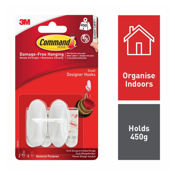 Command small white designer hooks with strips