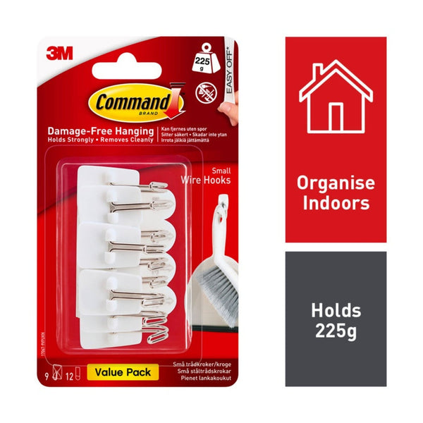 Command small wire hooks value pack with 9 hooks and 12 strips