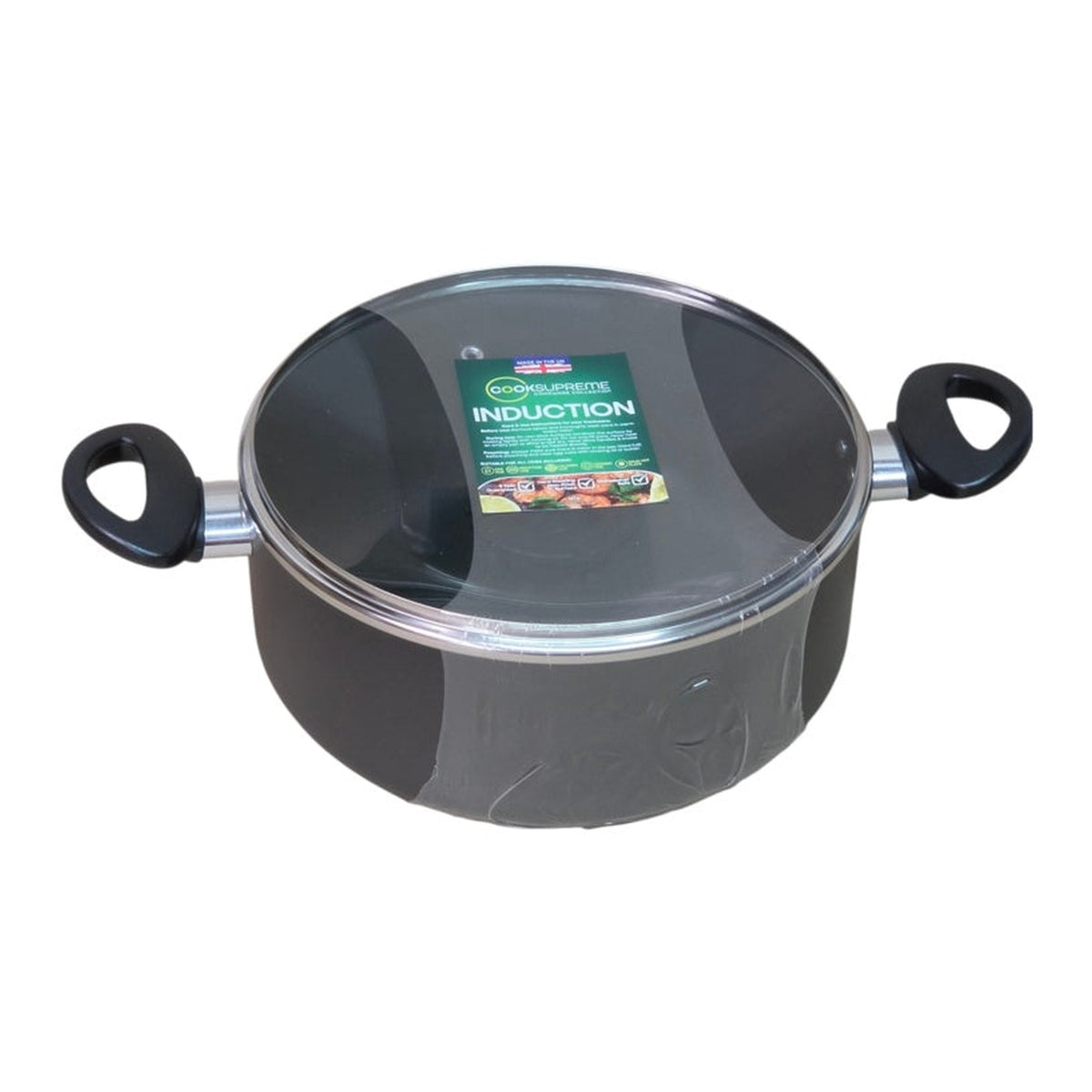 CookSupreme 24cm non stick casserole pot with glass lid, view 3