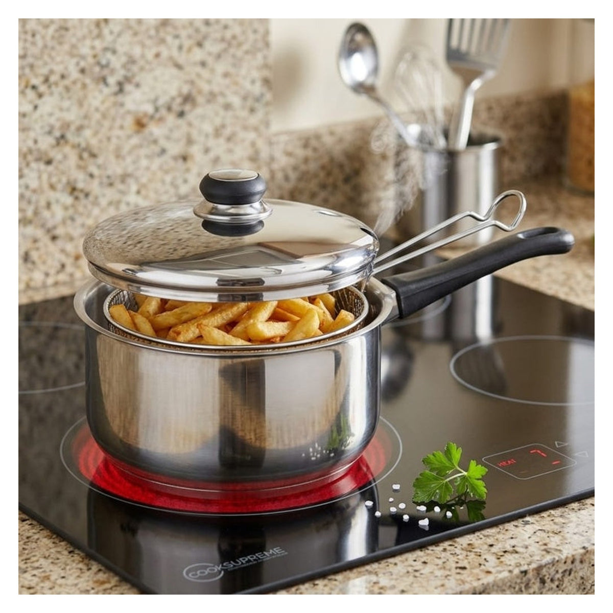 CookSupreme 20cm stainless steel chip pan with basket