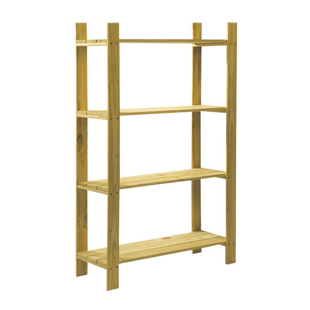 Core natural wood 4 shelf slatted storage unit