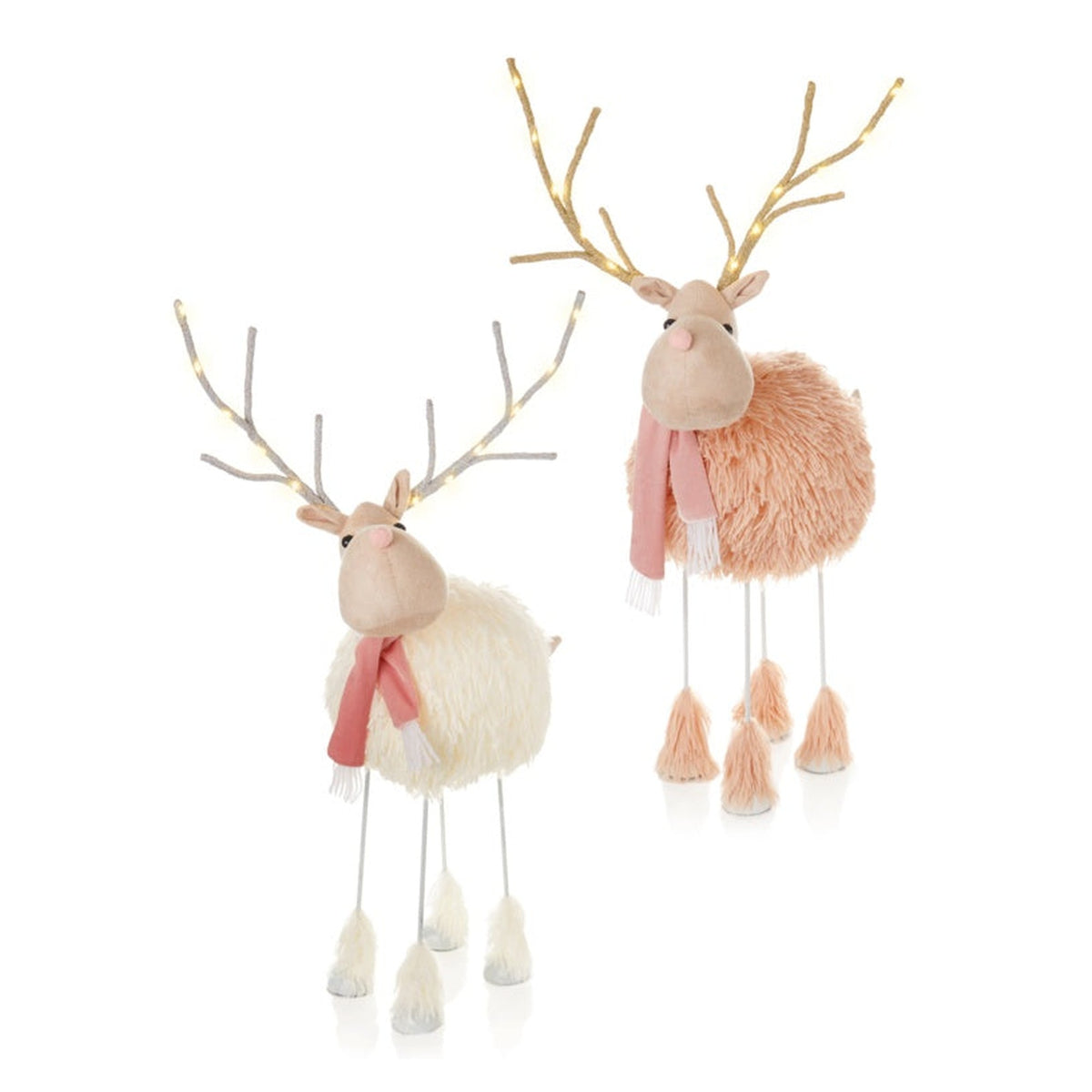 Cream Pink Fur Wobbly Reindeer Antler - 65 x 30cm