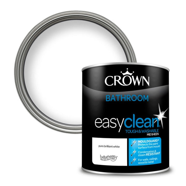 Crown Easyclean Bathroom mid sheen 1L in Pure Brilliant White