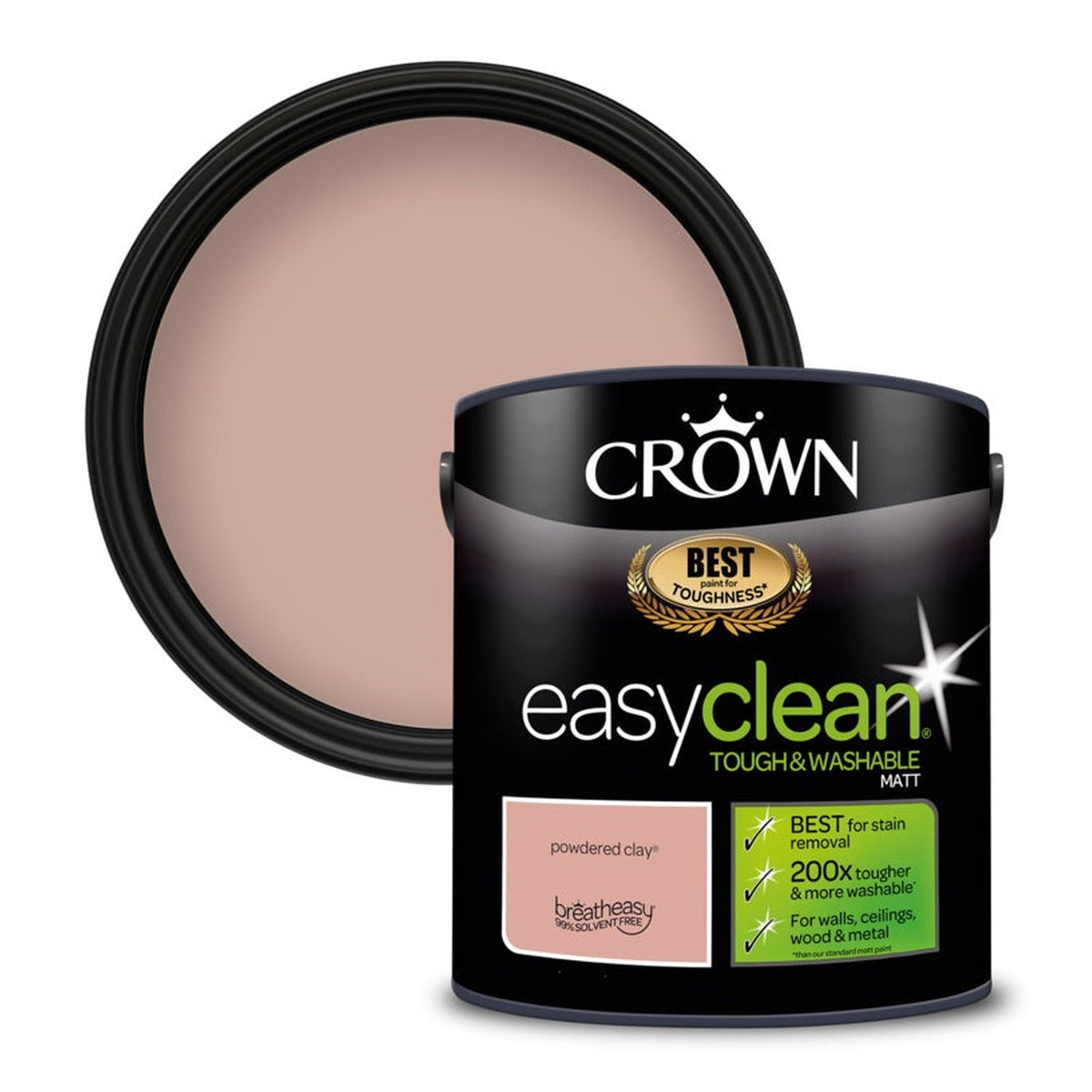 Crown Easyclean Matt Emulsion 2.5L tin in Powdered Clay