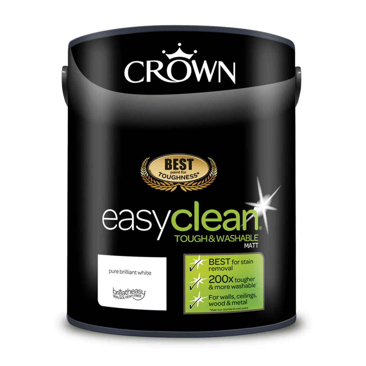 Crown Easyclean Matt Emulsion 5L tin in PBW, view 2