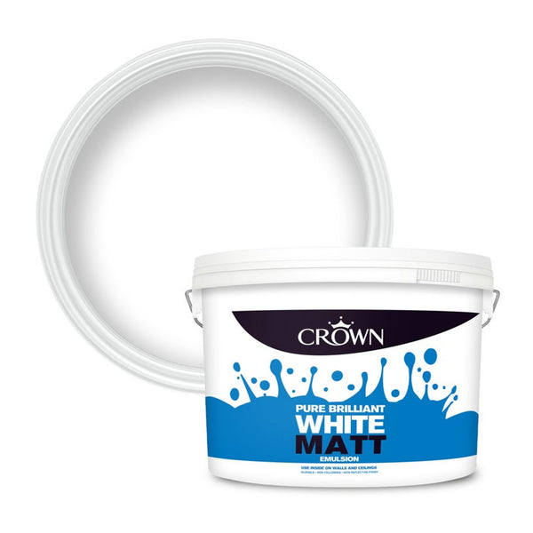 Crown Matt Emulsion 10L tin in Pure Brilliant White