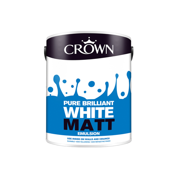 Crown Matt Emulsion 5L tin in Pure Brilliant White