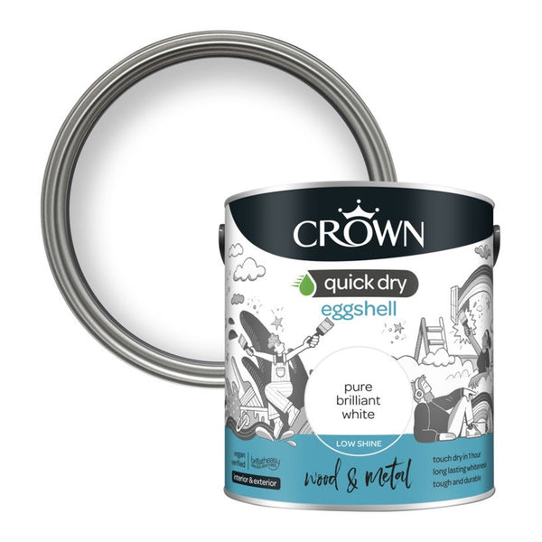 Crown Quick Dry Eggshell Brilliant White 2.5L tin