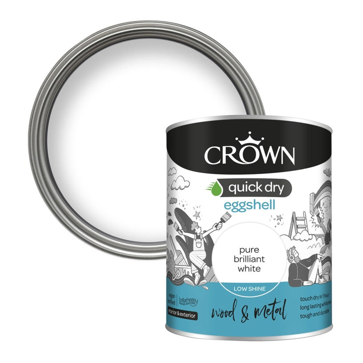 Crown Quick Dry Eggshell Brilliant White 750ml tin