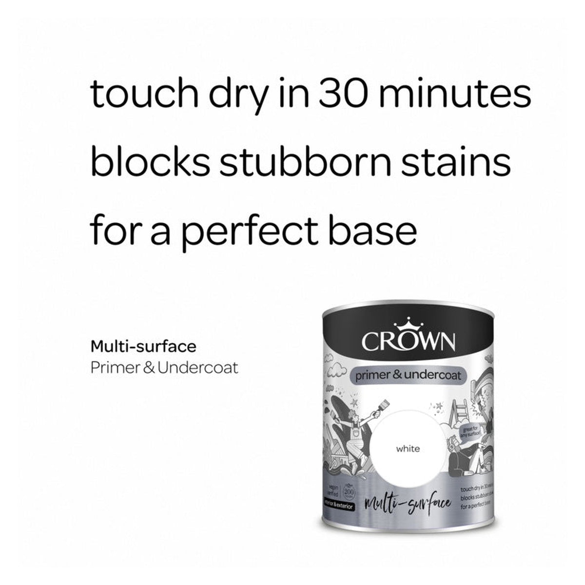 Crown Quick Dry Multi Surface Primer & Undercoat 750ml, view 2