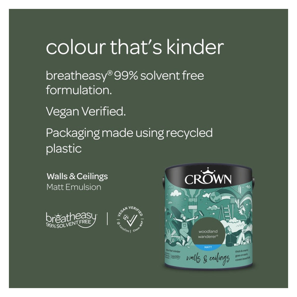 Crown Walls and Ceilings Matt 2.5L tin in Woodland Wanderer, view 4