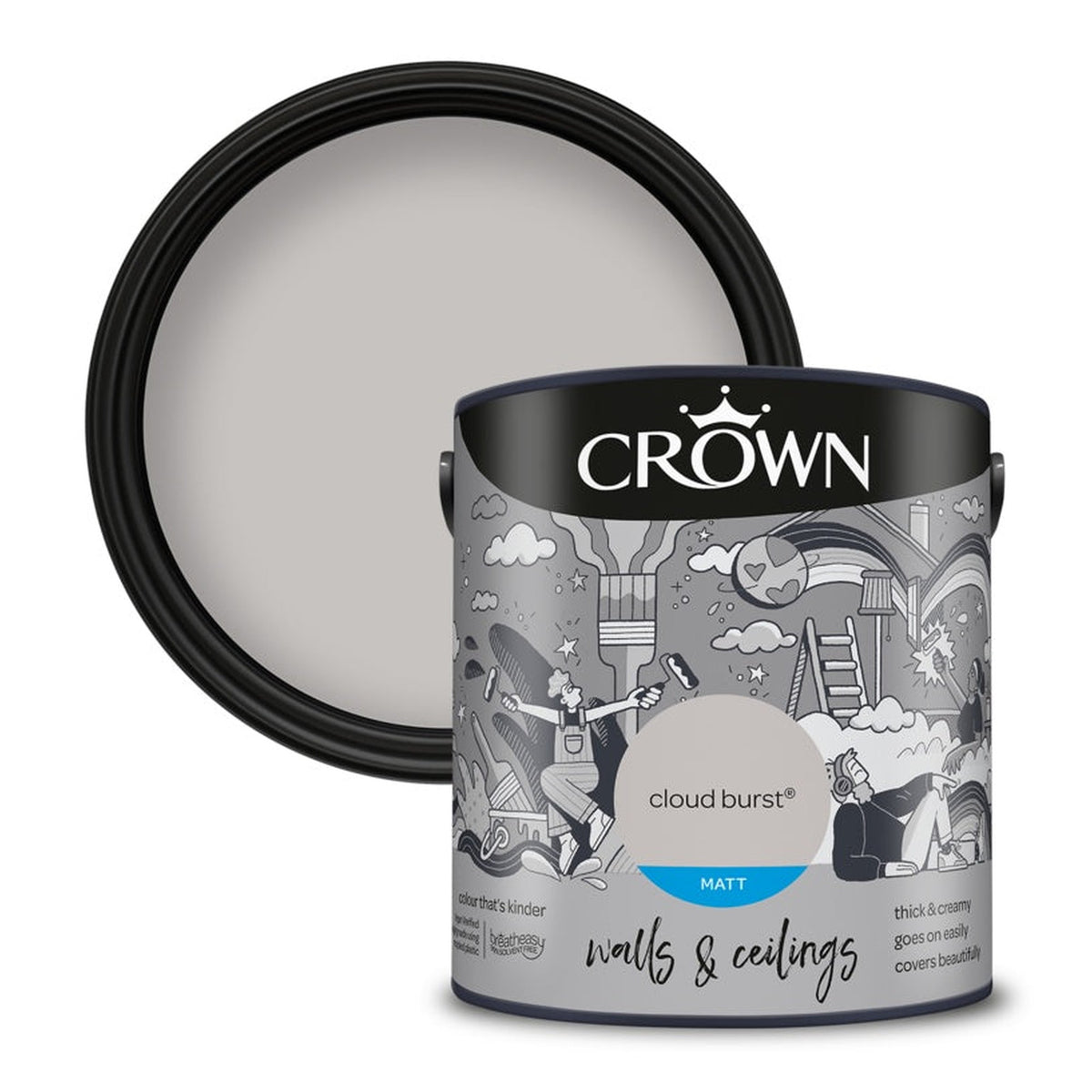 Crown Walls & Ceilings Matt 2.5L tin in Cloud Burst