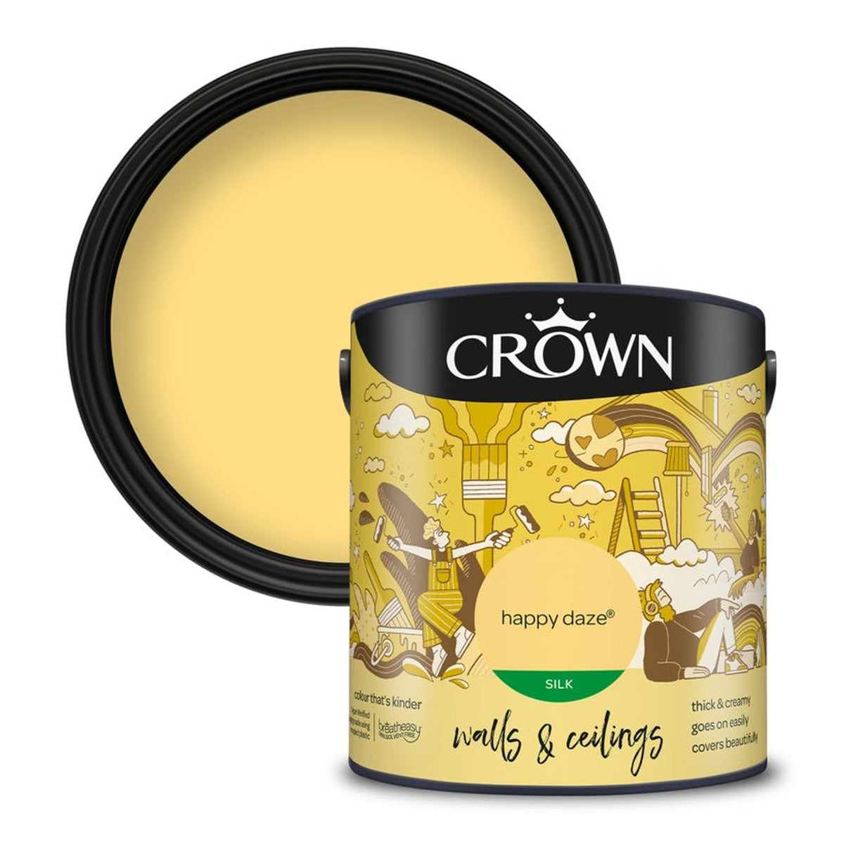 Crown Walls and Ceilings Silk 2.5L tin in Happy Daze