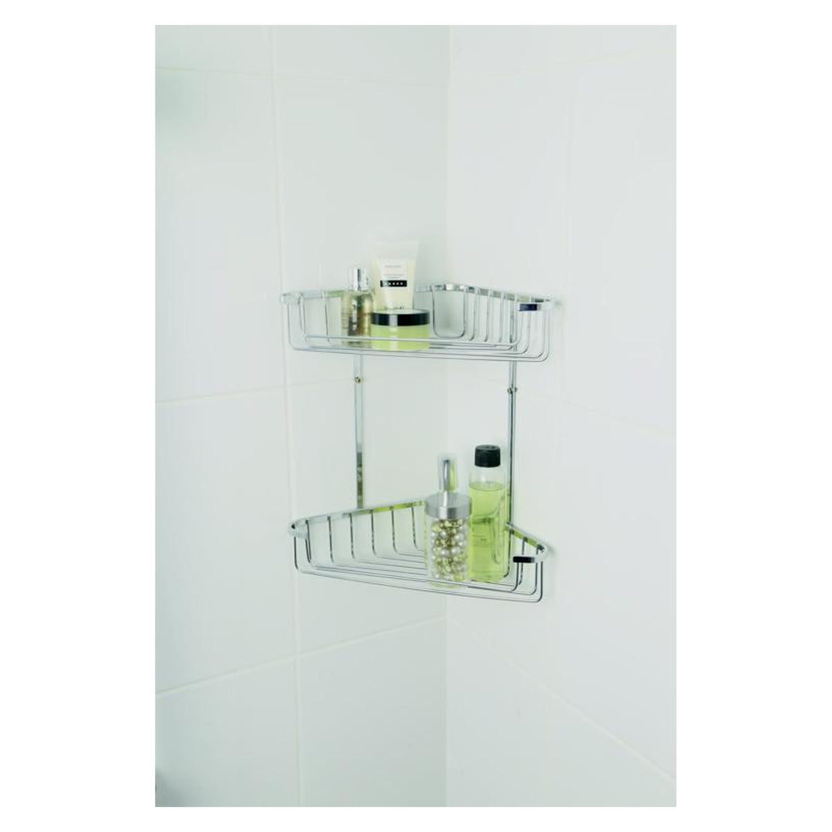 Croydex large 2 tier chrome corner basket