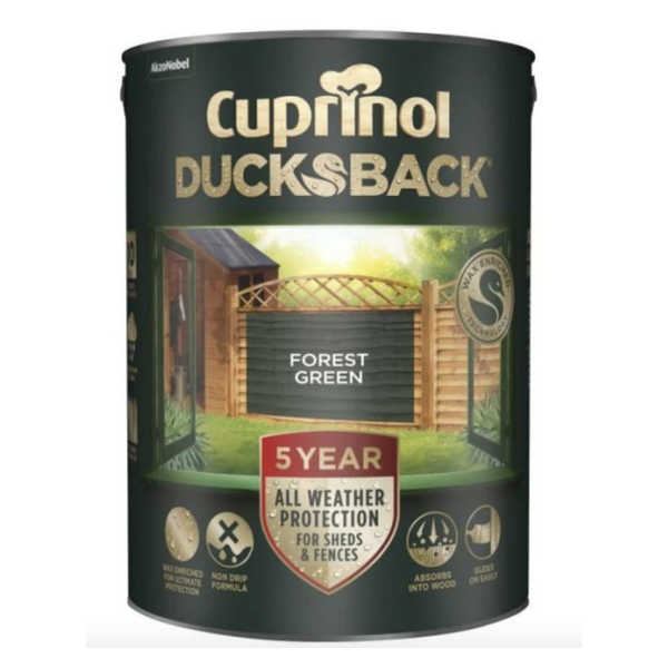 Cuprinol Ducksback 5L tin in Forest Green