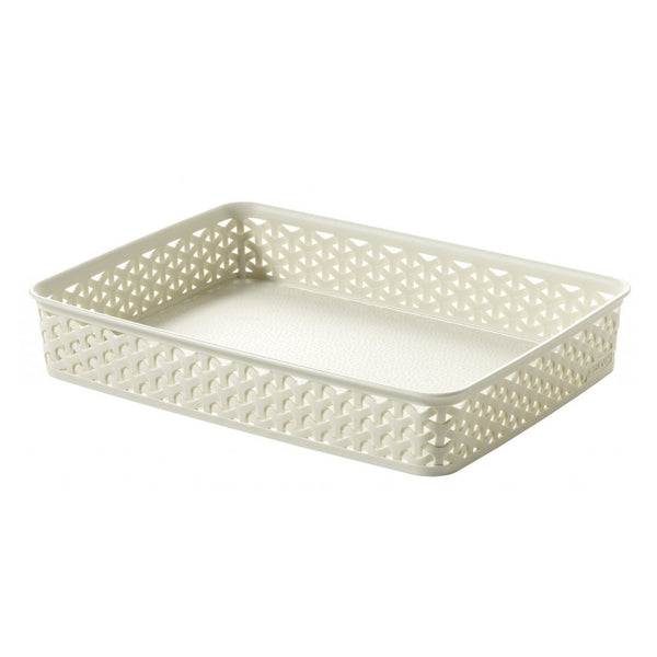 Curver My Style rattan tray in Vintage White A4