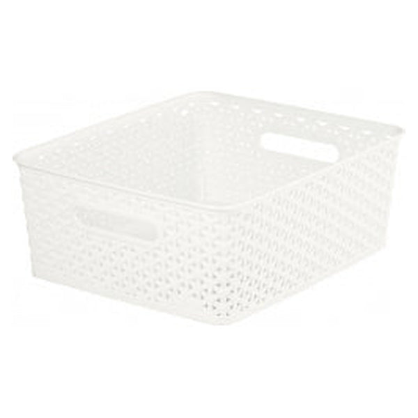 Curver nestable rattan style storage basket 4L in vintage white