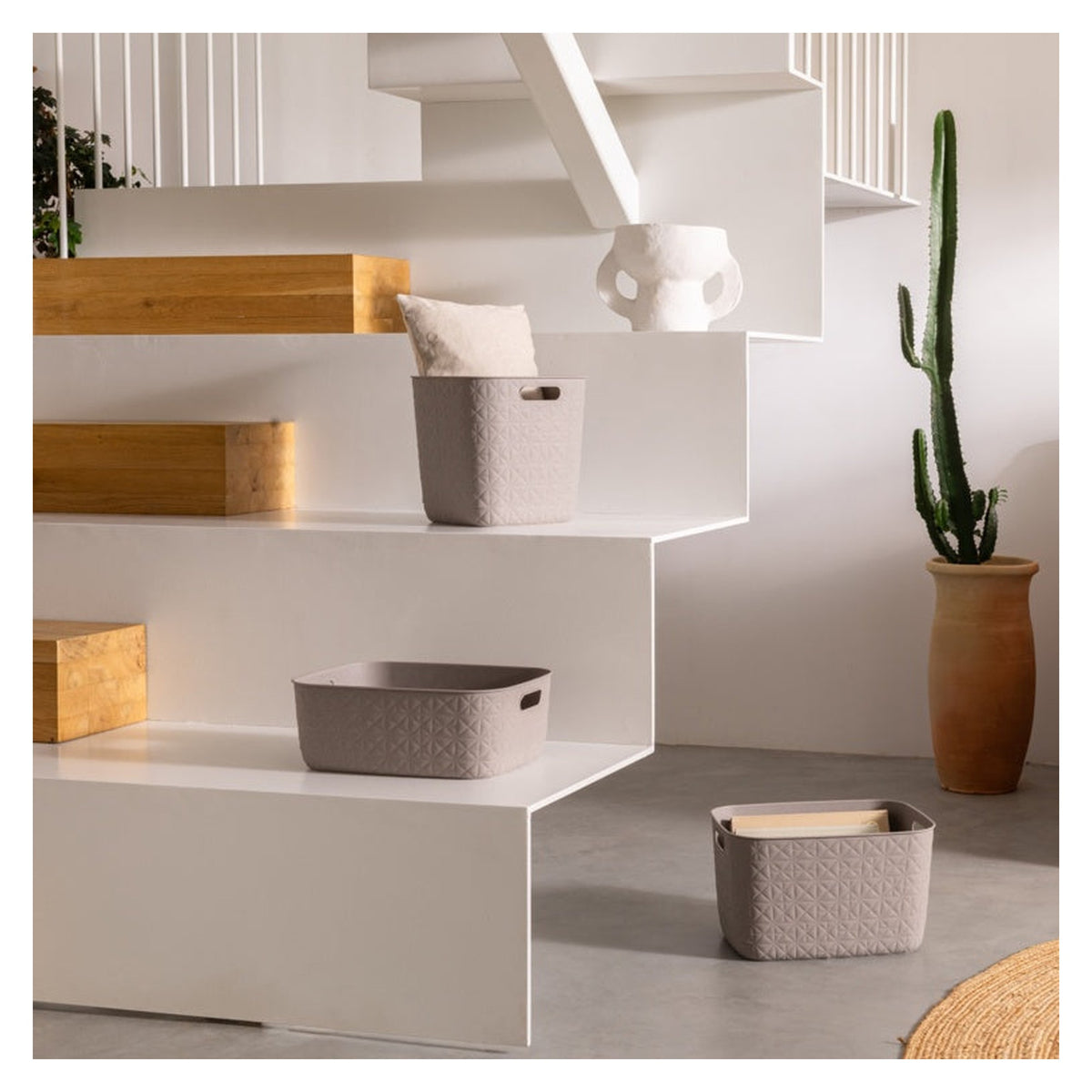 Curver Softex large 19L storage basket in taupe, view 2