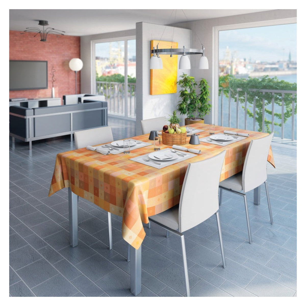 d-c-fix Manhattan tablecloth roll in Victor Apricot 140cm x 20m, view 2