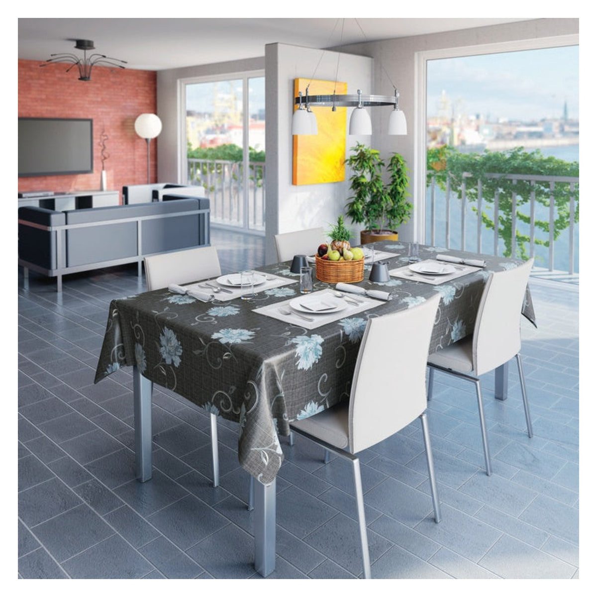 d-c-fix Monte Carlo Cheryl Anthracite tablecloth roll 20m x 140cm, view 2
