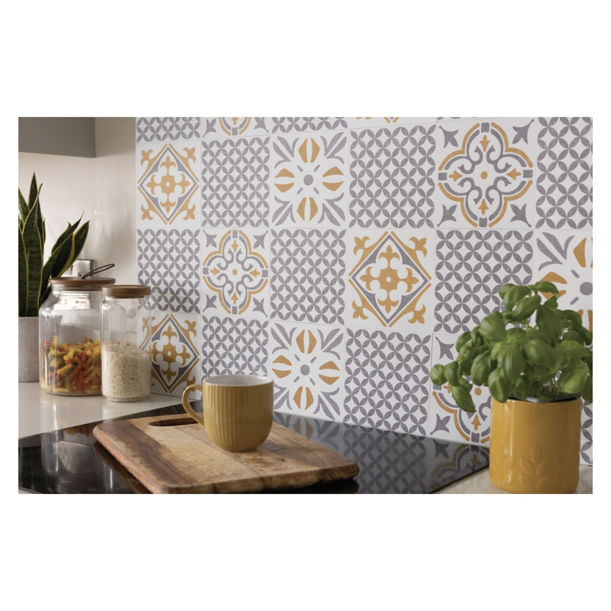 d-c-fix Amira Grey self adhesive wall tiles 15cm x 15cm pack of 6, view 2