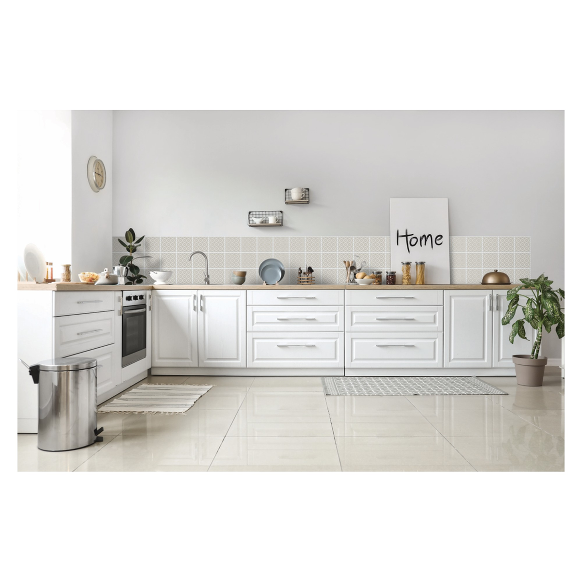 Pack of 6 d-c-fix Lina Beige self adhesive wall tiles 15 x 15cm, view 2