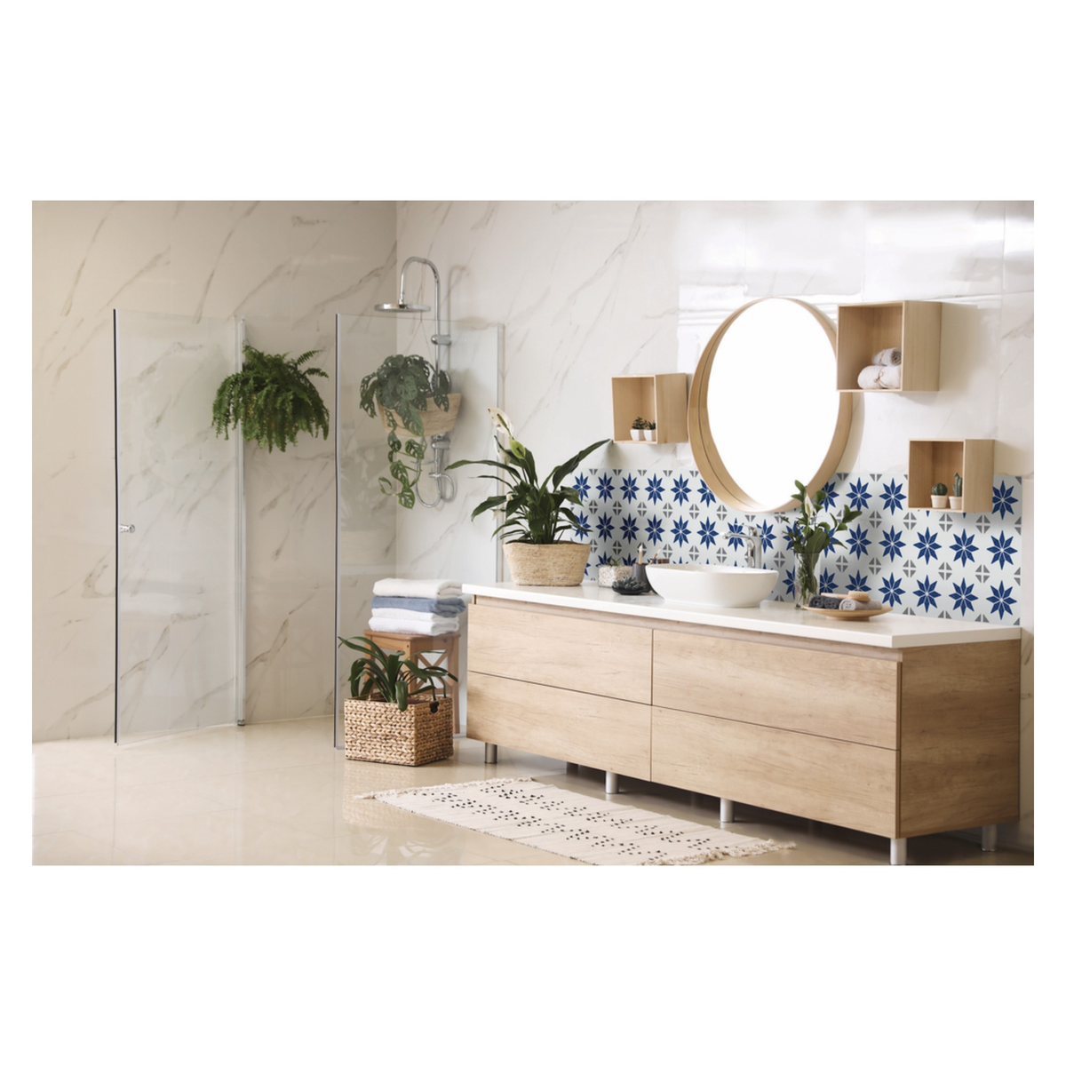 d-c-fix Alia Blue self adhesive wall tiles, pack of 6, view 2