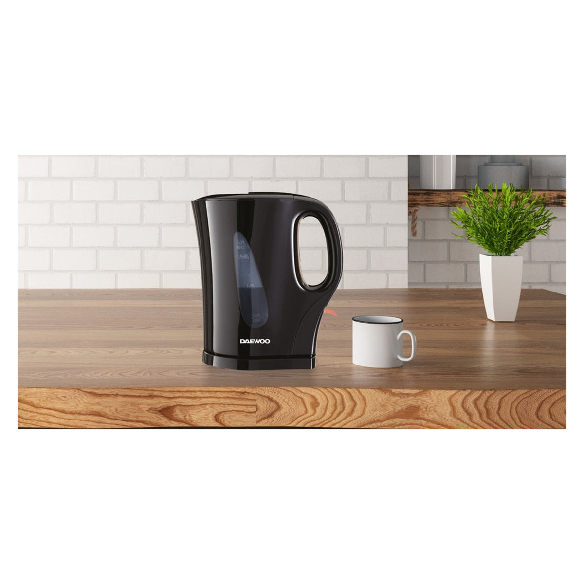 Daewoo 1.7L black plastic kettle, view 7