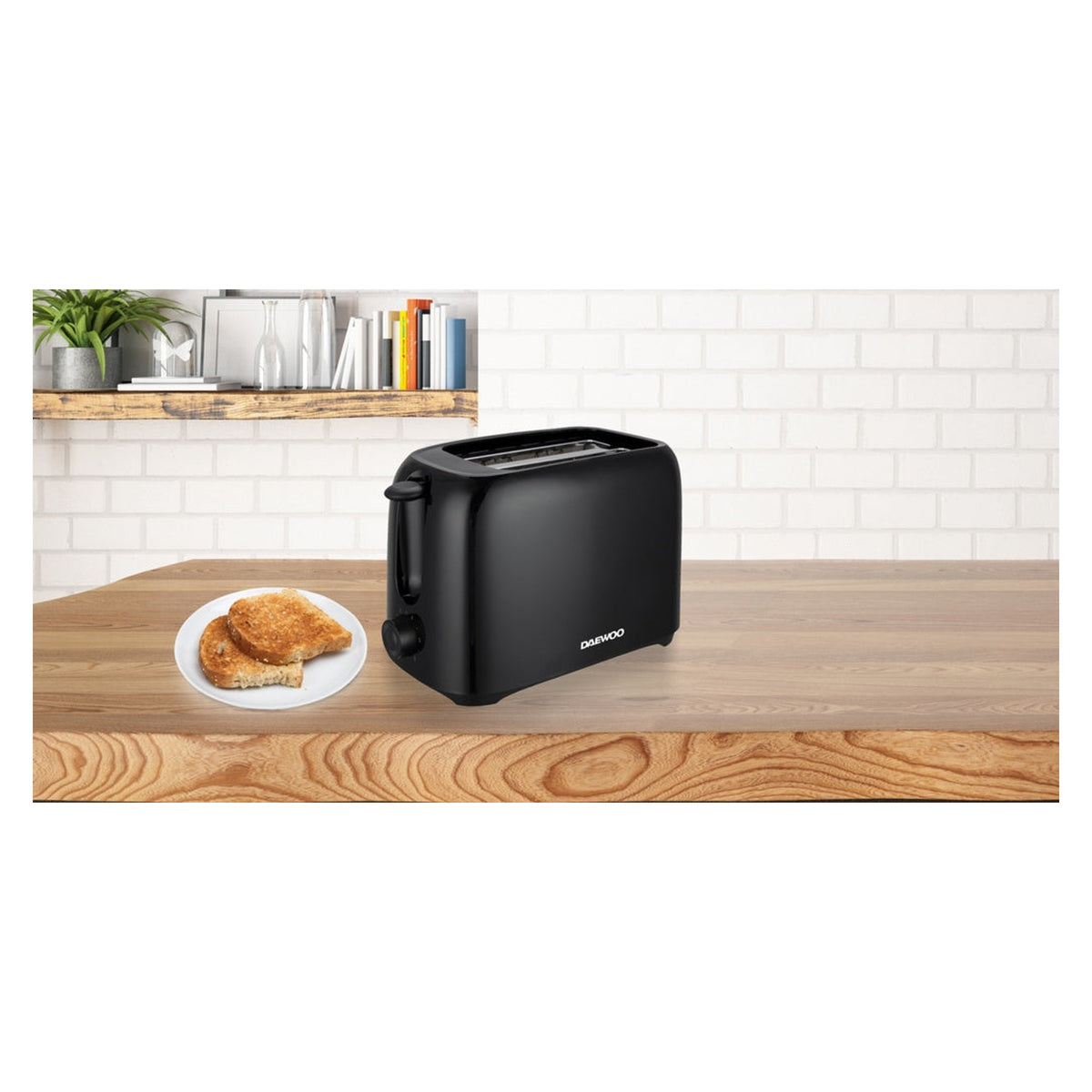 Daewoo black 2 slice toaster, view 4