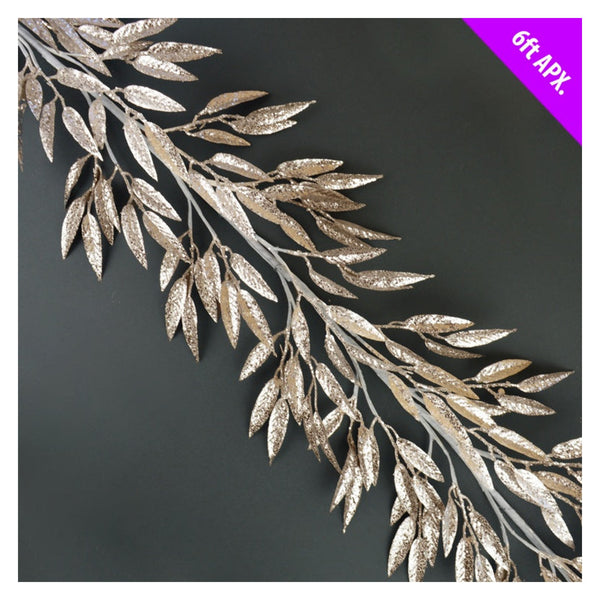 Davies Products champagne leaves Christmas garland 6ft