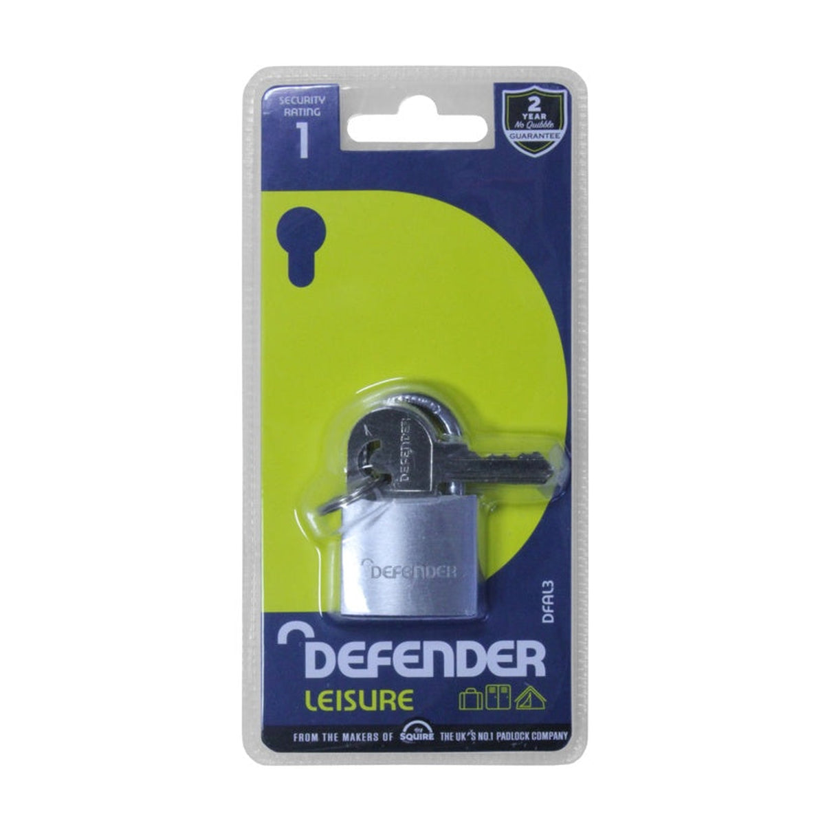 Defender 30mm aluminium padlock with two keys, view 2