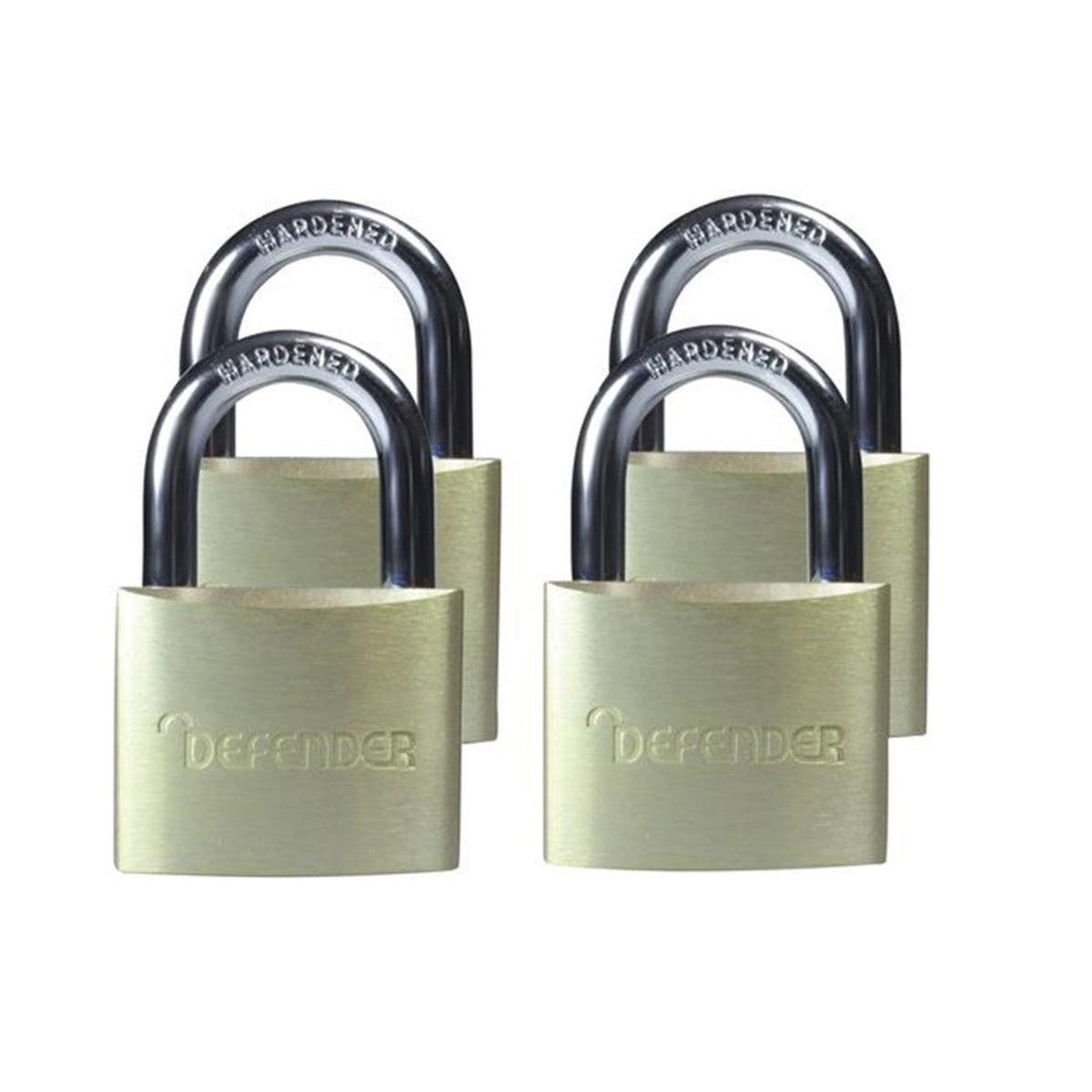 Defender 40mm aluminium padlock quad pack with keys