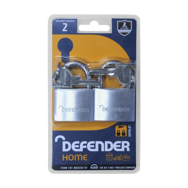 Defender twin pack of 40mm solid aluminium padlocks