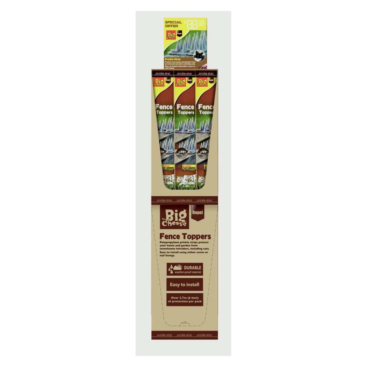 Pack of 6 Defenders prickle strip garden fence toppers