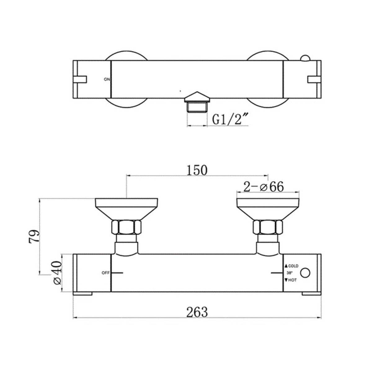 Deva chrome thermostatic bar shower valve with fast fix kit, view 2