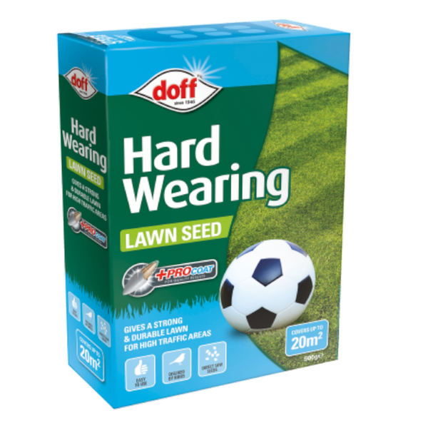 Doff hardwearing lawn seed with Procoat 500g pack