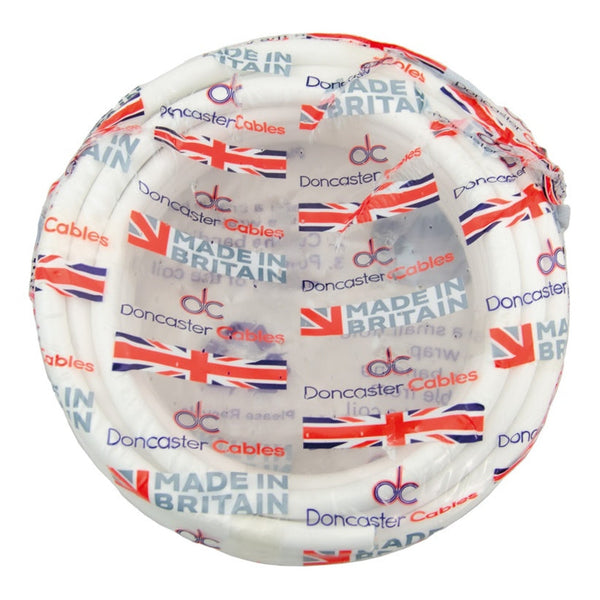 Doncaster Cable 3 core round flex white, 0.75mm2, 5m